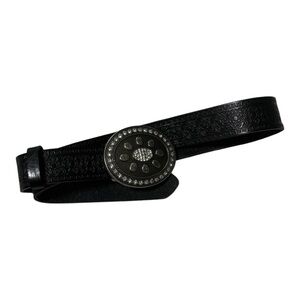 Caché Black 100% Italian Leather Bling Western Belt Size Medium